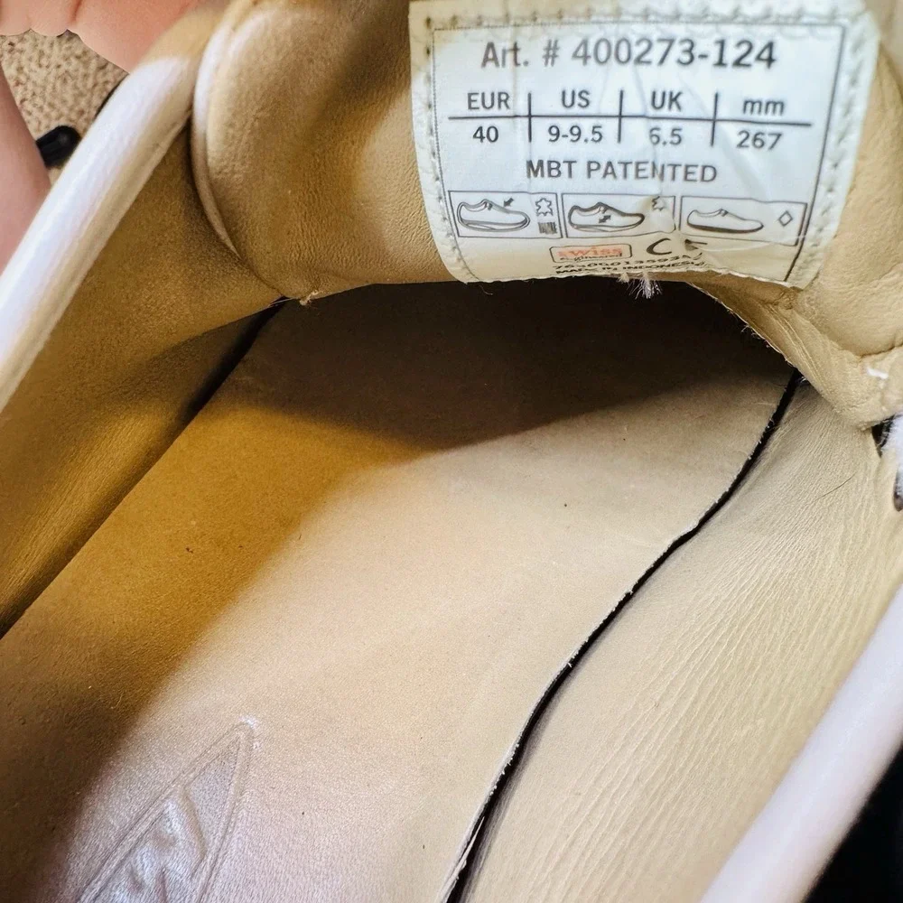 MBT Nafasi Shoes Womens 9 EU 40 Beige Leather Rocker Walking Sneakers